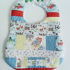 Bib, Babies Bib, Patchwork bib, quilted, Reversible bib, koala, bear, animals