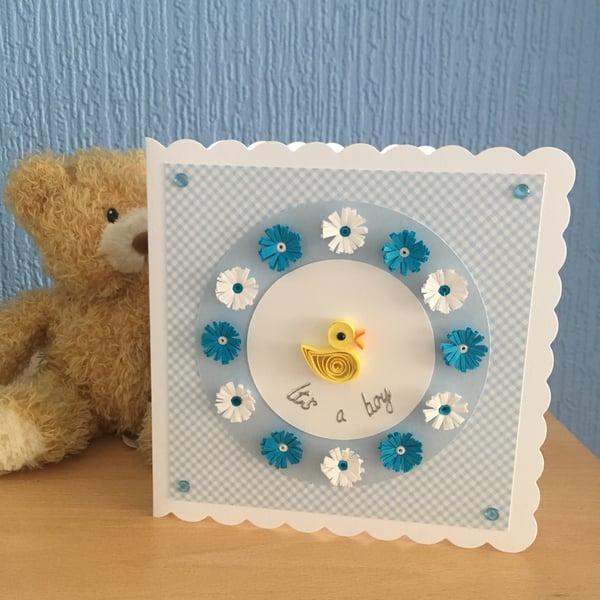 Baby boy quilled card