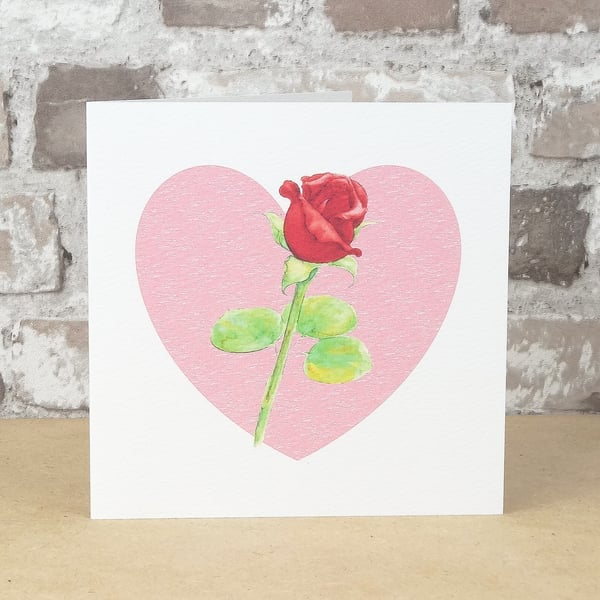 Blank Card Red Rosebud Eco Friendly