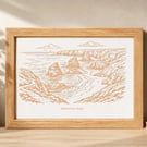 Laser engraved Bedruthan Steps Cornwall