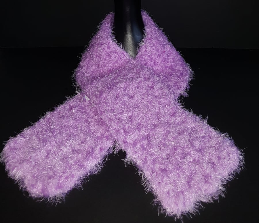 Purple Chunky Crochet Scarf