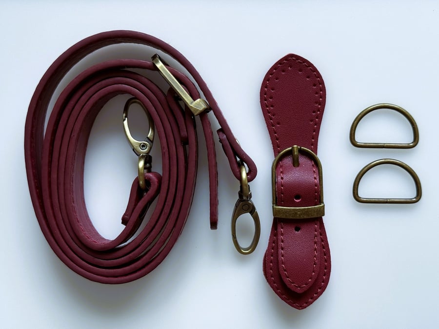 Dark Red Buckle Clasp & Strap Hardware Kit for Making a Felt Bag on a Ball