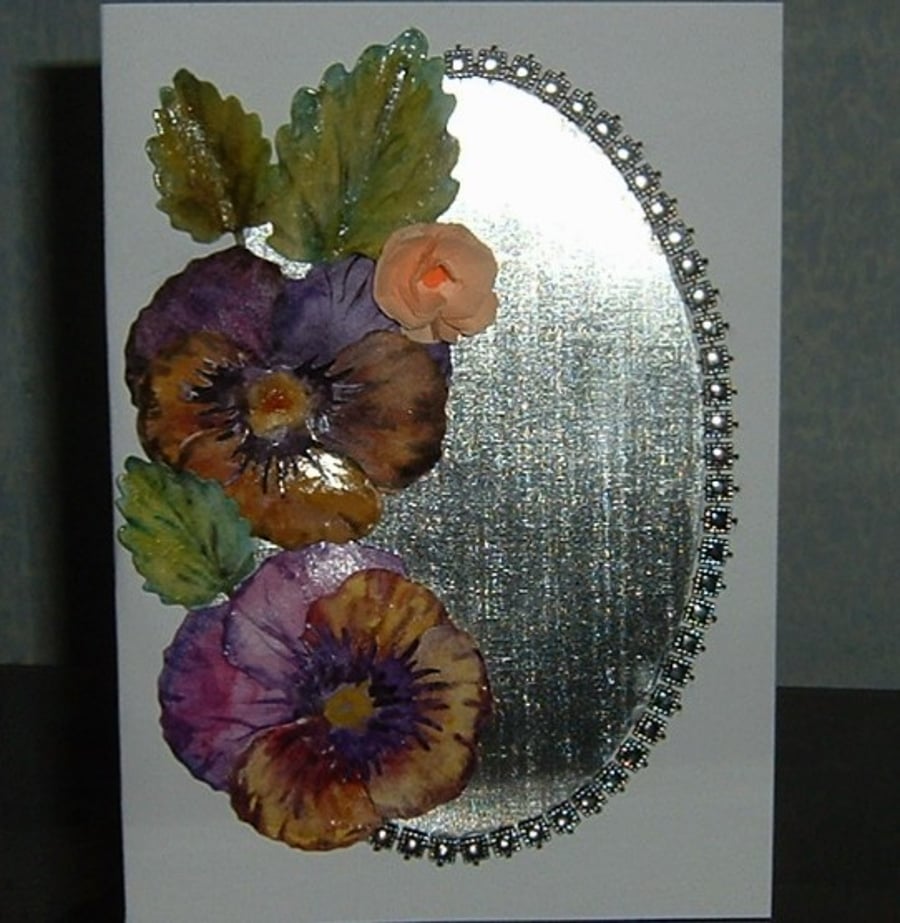 Pansies greetings card (ref 699)