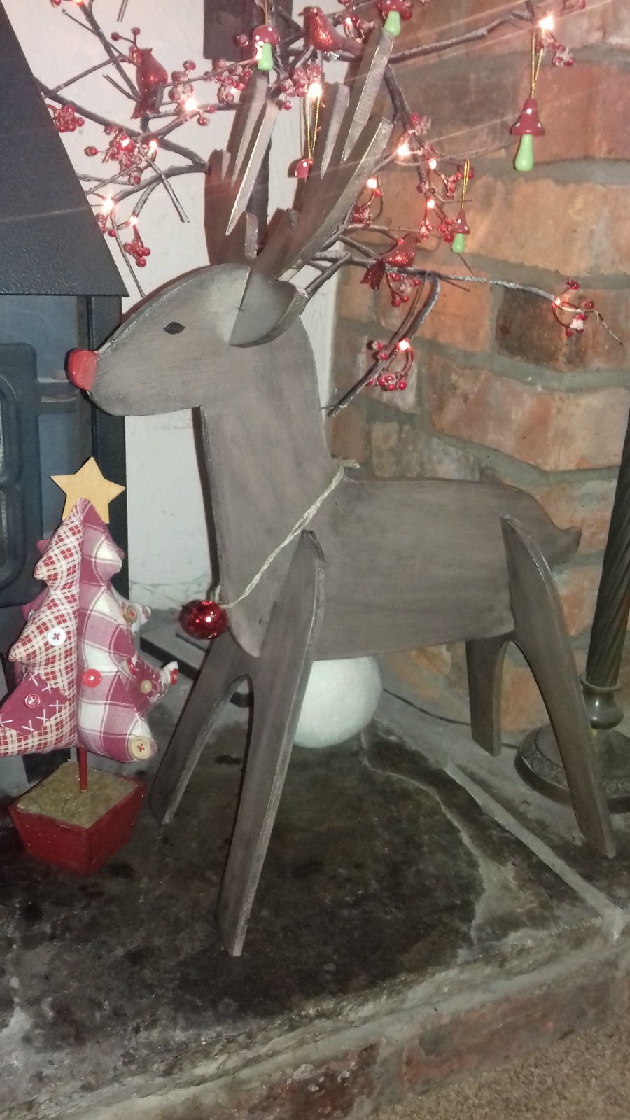 Large Wooden Reindeer Christmas Decoration Xmas Decor Fireplace Rudolph Shop 