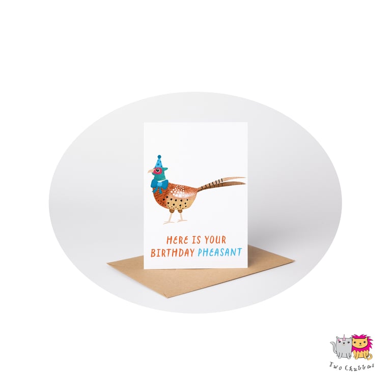 Pheasant Birthday Card, A6 Birthday Card, Cute Animal Birthday Card
