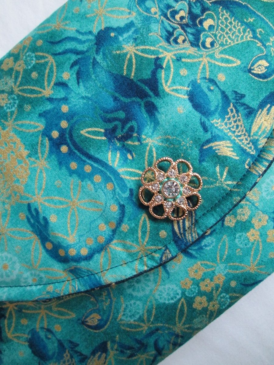 Turquoise Dragon Clutch Bag