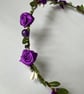 Purple Fabric Flower Crown with Amethyst and beads - One size, Long Lasting! - Image 3