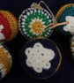 Christmas Seed bead and Snowflake crocheted baubles set of 6 - Image 4