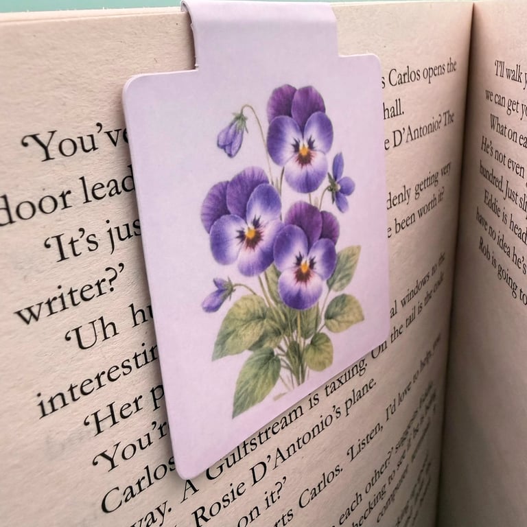 Violet Magnetic Bookmark - Botanical Floral Bookmark - Spring Page Marker