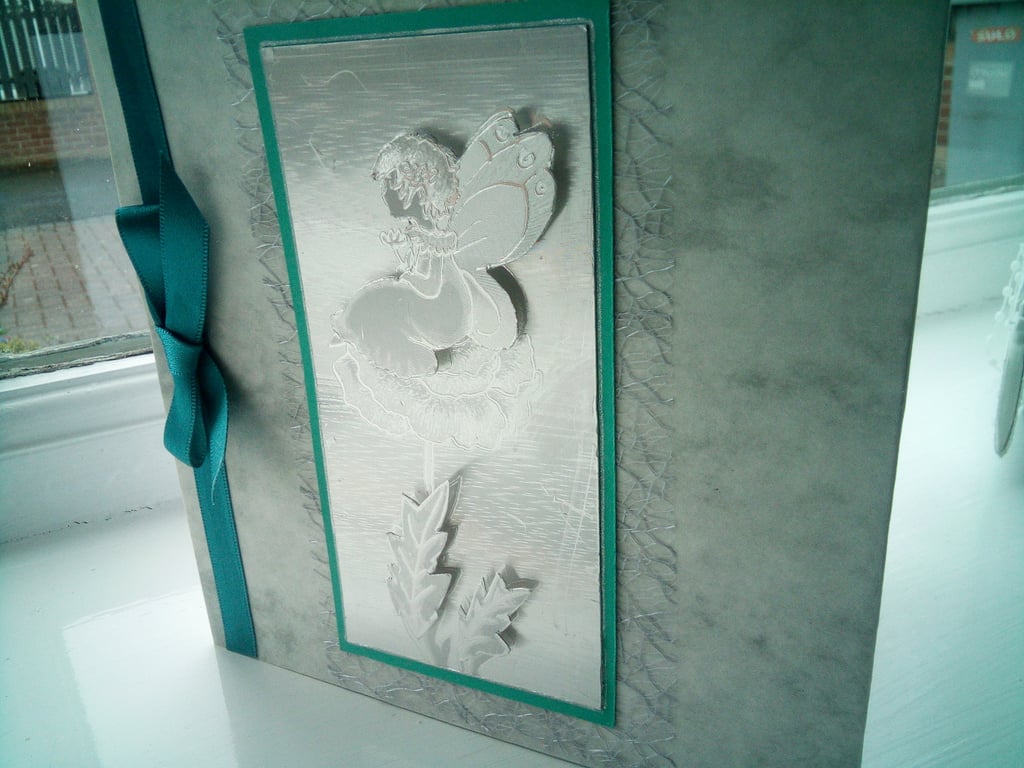 Fairy sitting on flower decoupage birthday card