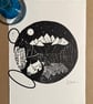 Perfectly Imperfect - Moonlit Mountains - original hand burnished lino print - Image 2