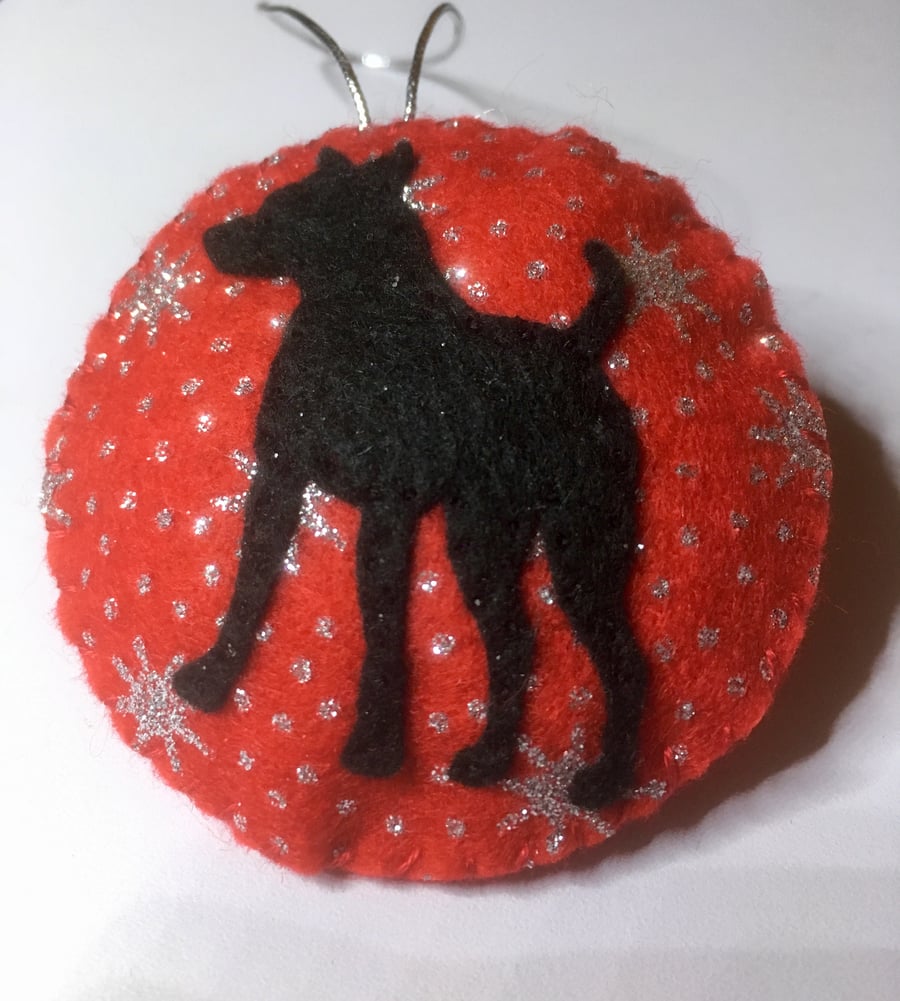 Black Dog bauble, Christmas tree decoration, Silhouette, Animal, Pet, Gift 