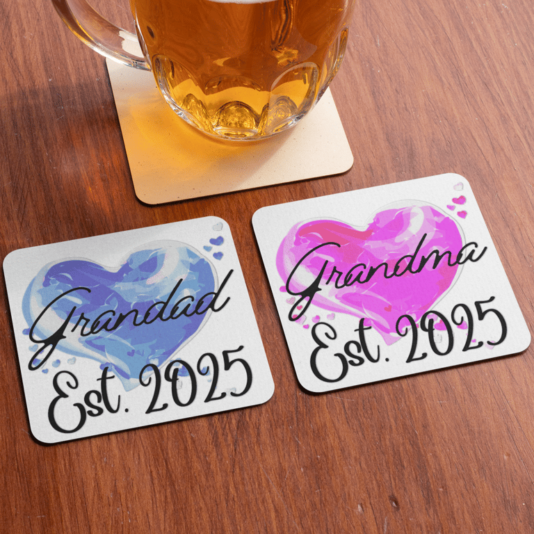 Grandad And Grandma Set Of Two Coasters New Grandparents 2025 Coaster Set Gift 