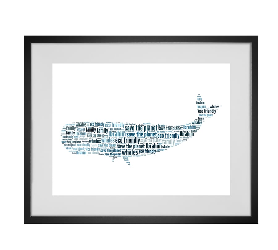 Personalised Whale Design Word Art Gifts 