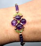Amethyst & Peridot Tudor Rose Flower Bracelet 6.5 to 7.5 Inch - Image 3