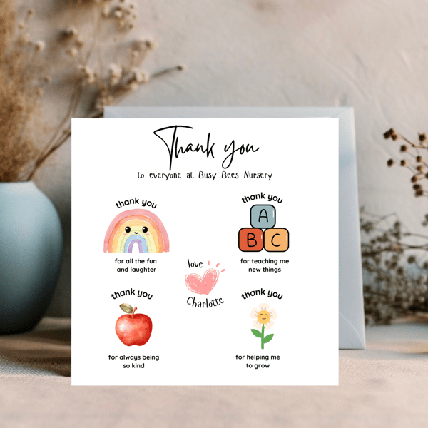 Personalised Thank You Card for Teachers, Teaching Assistants, Key workers, 