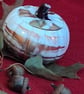Handmade epoxy resin pumpkin decorative pot with removable lid.
