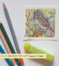 Miniature - Little Owl, tiny original bird art, bird gift, wall art - Image 3