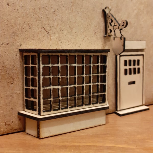 Miniature Pub Bay Window Door Pub Sign Book Nook Blank Kit Diorama 1:48 scale