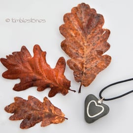 Welsh Beach Stone with Hammered Sterling Silver Heart Detail