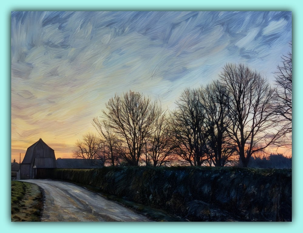 Early Sunrise Mill Winter Norfolk Nordelph Greeting Card A5