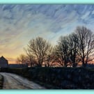 Early Sunrise Mill Winter Norfolk Nordelph Greeting Card A5