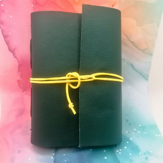 Dark Green A6 Journal, Sunflower Paper interior inspired by Van Gogh 