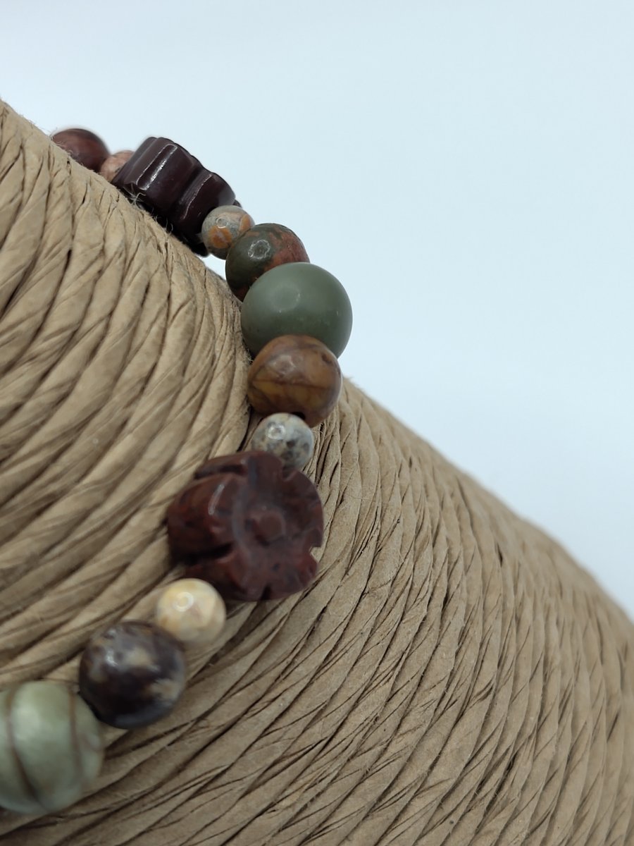 Cinnabar Days. Mixed Jasper Stone Bracelet by BDS.