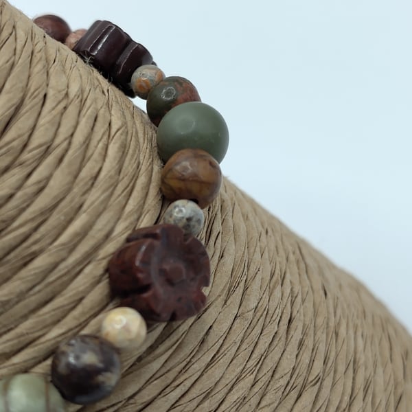 Cinnabar Days. Mixed Jasper Stone Bracelet by BDS.