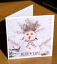 SnoWoMan; colourful 13.5 cm square Christmas card, blank inside - Image 3