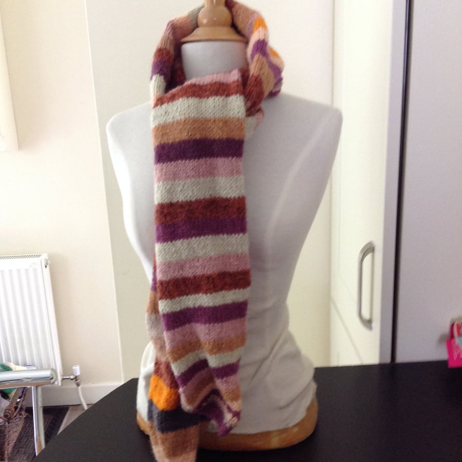 Hand knitted pure wool long scarf.