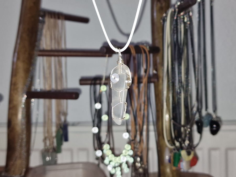 Clear quartz wrapped pendant 