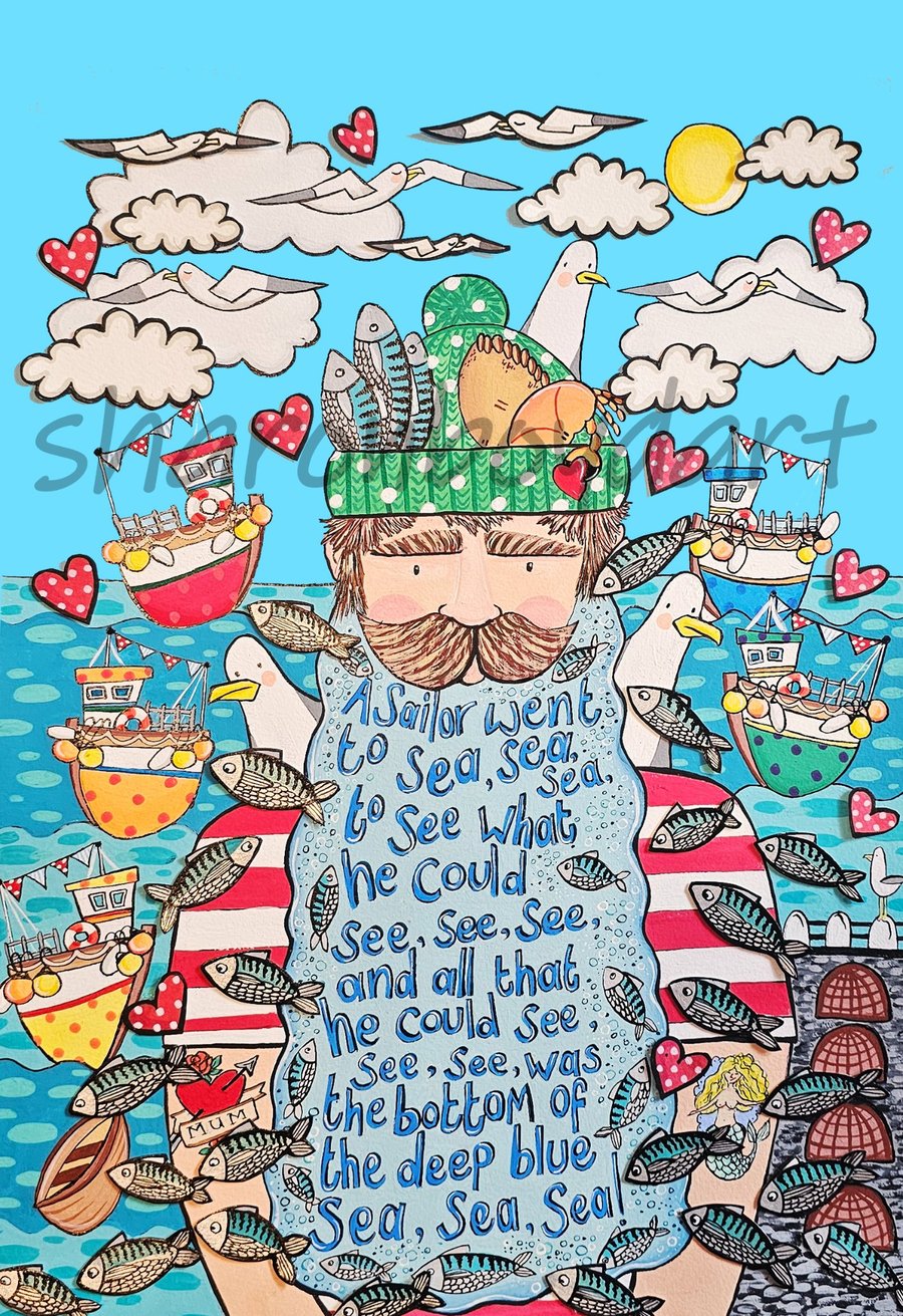 A 'Sailor Went To Sea' Illustration Print