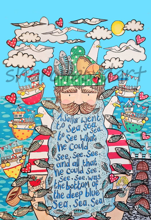 A 'Sailor Went To Sea' Illustration Print A3