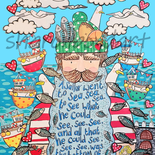 A 'Sailor Went To Sea' Illustration Print