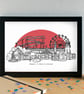 Skegness Landmarks Skyline Art Print - Image 2