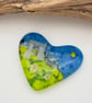 Standing Stones and Pink Flowers Fused Glass Heart - Image 3