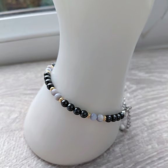 Hematite and mother of pearl bracelet