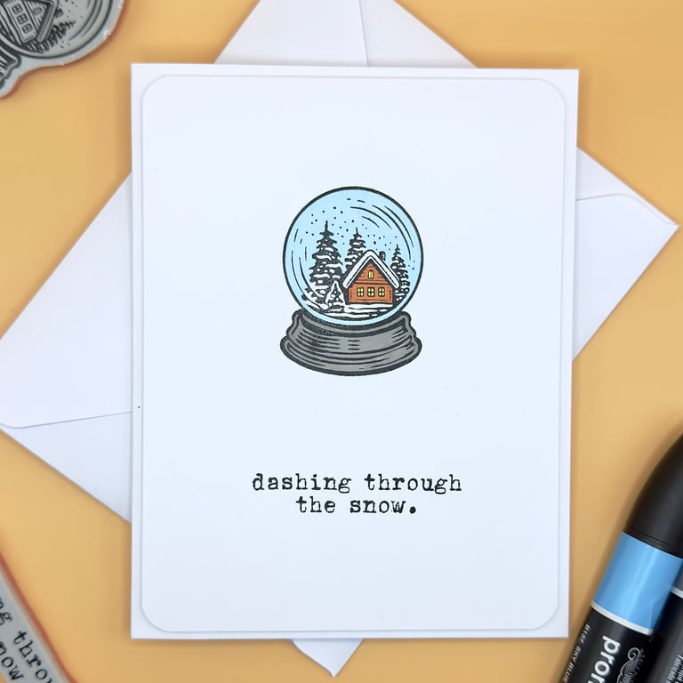 Handmade Christmas Card, Snow Globe & Winter Cabin, Cosy Winter, Xmas, Holiday