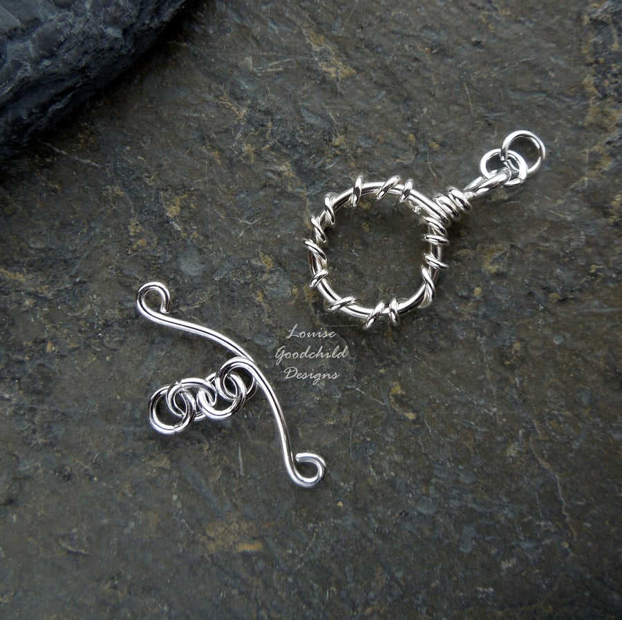 Handmade sterling silver wire vine toggle clasp, made to order, make your own