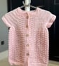 Hand-Knitted Baby Sleeveless Vest Feather Fan Lace – Light Pink (18-24m)