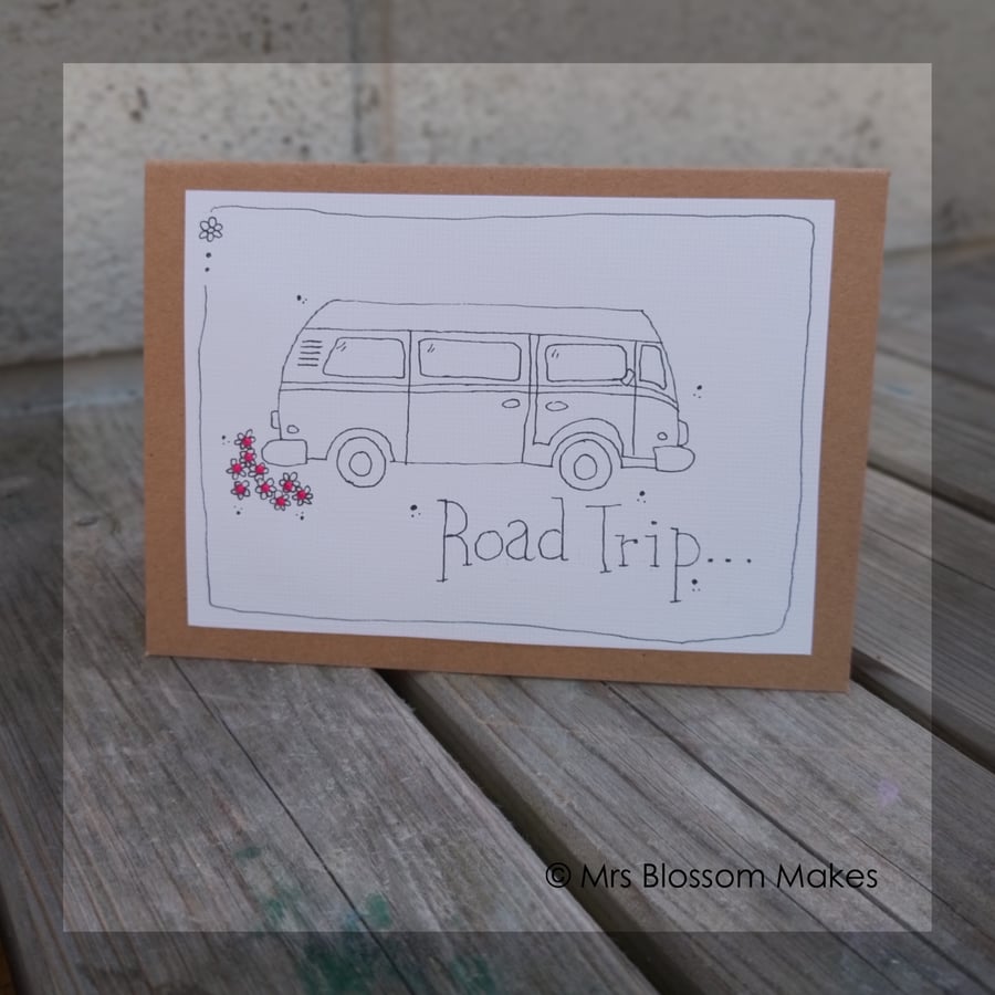 Sea Glass Greeting Card - Camper Van