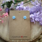 Polymer Clay and Resin Floral Earrings with Sterling Silver