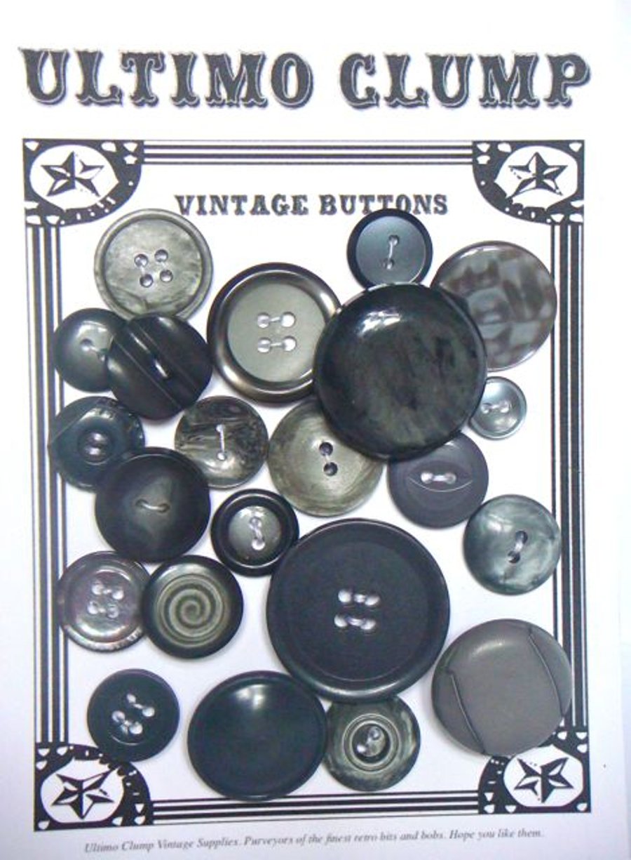 22 Vintage Grey Buttons
