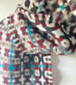 Handwoven Lambswool Scarf in Red and Brown, Golfballs 5 - Image 7