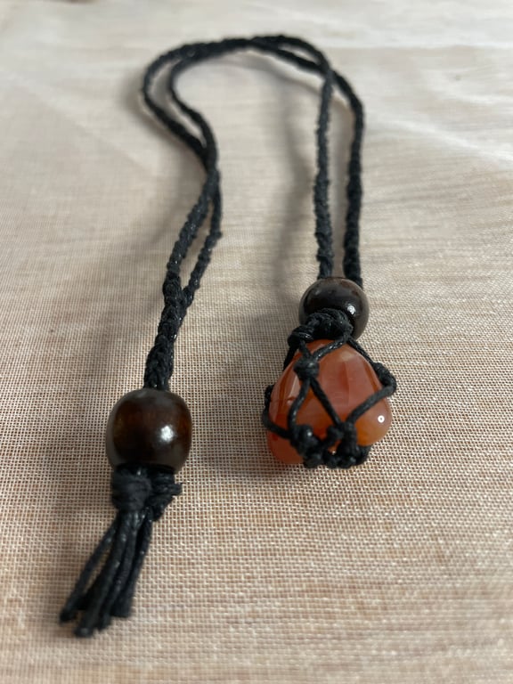 Carnelian in braided necklace 