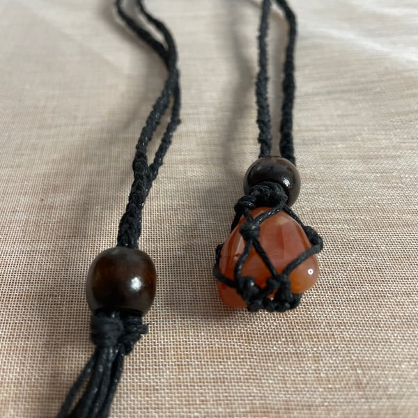 Carnelian in braided necklace 