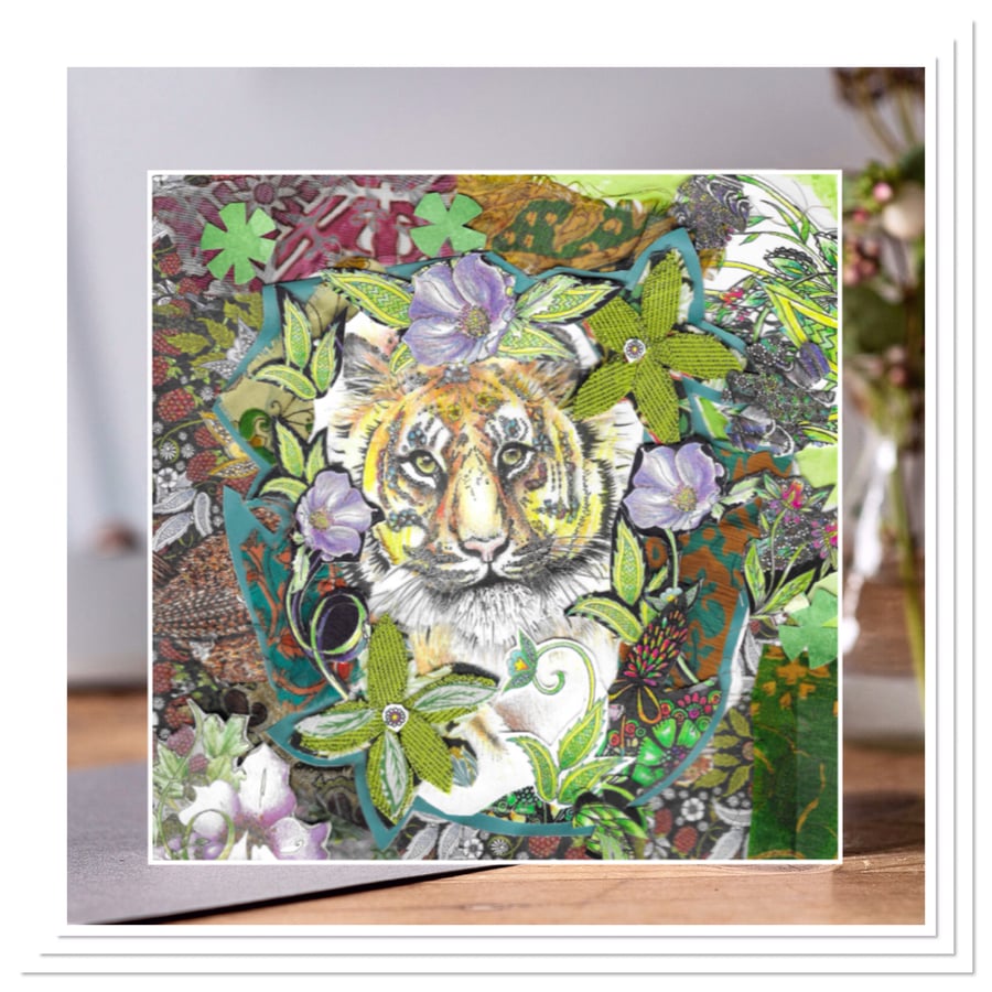 Bengal Tiger collage greeting card 