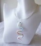 White Ribbon & Cord Adjustable Necklace B with Lampwork Glass Snake