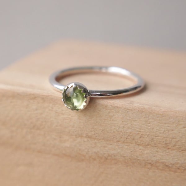 Peridot and Silver Gemstone Ring